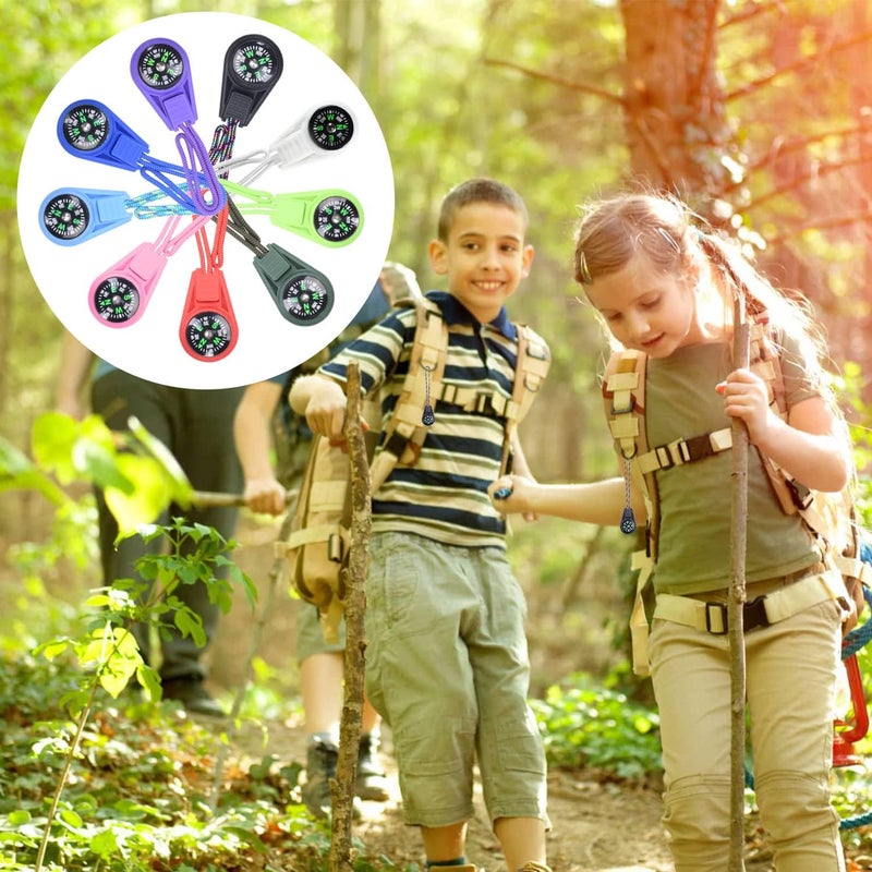 LongSLong Mini Compass for Kids Compass Keychain，Button Compass Bulk kit，Paracord Hiking Survival Small Compasses，Kids Scout Compass. - Image 5